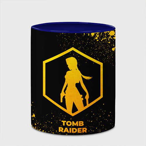 Кружка цветная Tomb Raider - gold gradient / 3D-Белый + синий – фото 2
