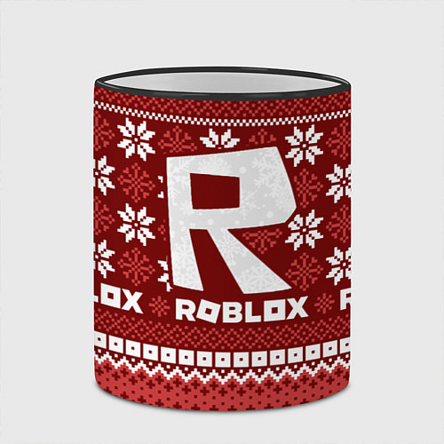 Кружка цветная Roblox christmas sweater / 3D-Черный кант – фото 2