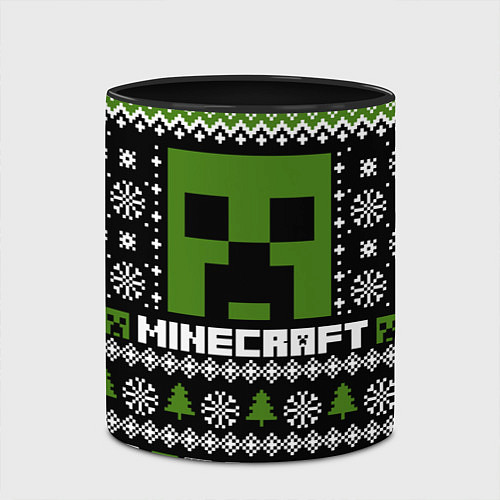 Кружка цветная Minecraft christmas sweater / 3D-Белый + черный – фото 2