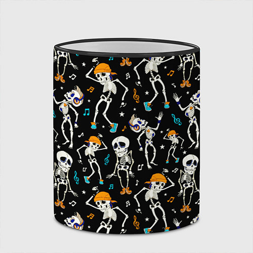 Кружка цветная Танцующие скелеты на вечеринке / 3D-Черный кант – фото 2