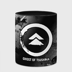 Кружка 3D Ghost of Tsushima glitch на темном фоне, цвет: 3D-белый + черный — фото 2