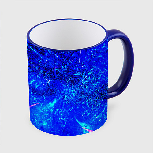 Кружка цветная Синий лёд и снежинки / 3D-Синий кант – фото 1