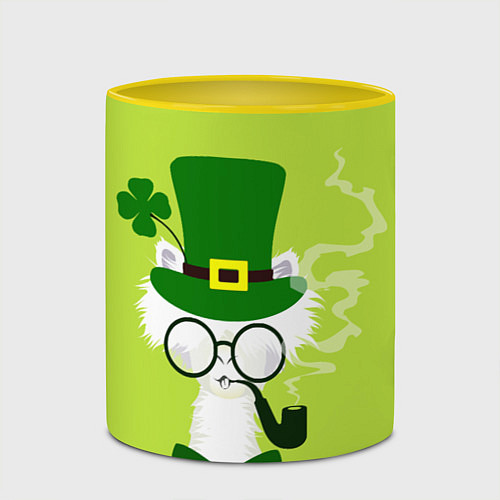 Кружка цветная Лама - альпака Патрик / 3D-Белый + желтый – фото 2