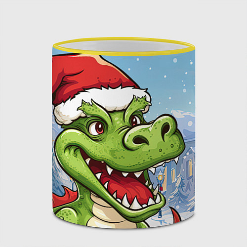 Кружка цветная Малыш дракончик / 3D-Желтый кант – фото 2