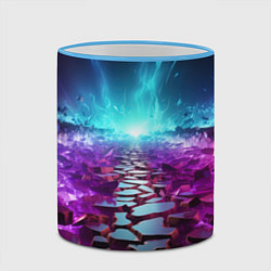 Кружка 3D Фиолетовые кристаллики с синяя абстракция, цвет: 3D-небесно-голубой кант — фото 2