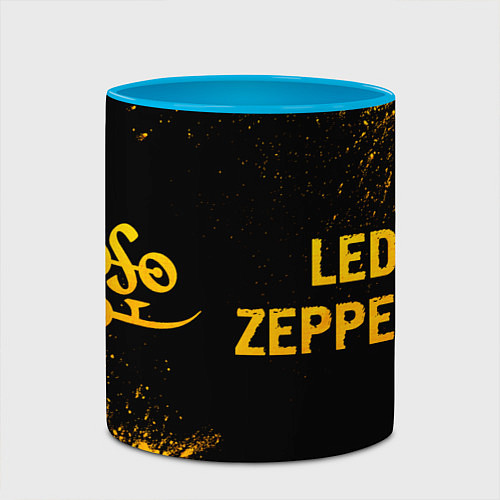 Кружка цветная Led Zeppelin - gold gradient по-горизонтали / 3D-Белый + небесно-голубой – фото 2