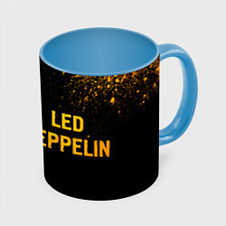 Кружка 3D Led Zeppelin - gold gradient по-горизонтали, цвет: 3D-белый + небесно-голубой