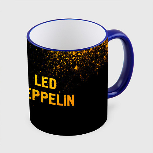 Кружка цветная Led Zeppelin - gold gradient по-горизонтали / 3D-Синий кант – фото 1