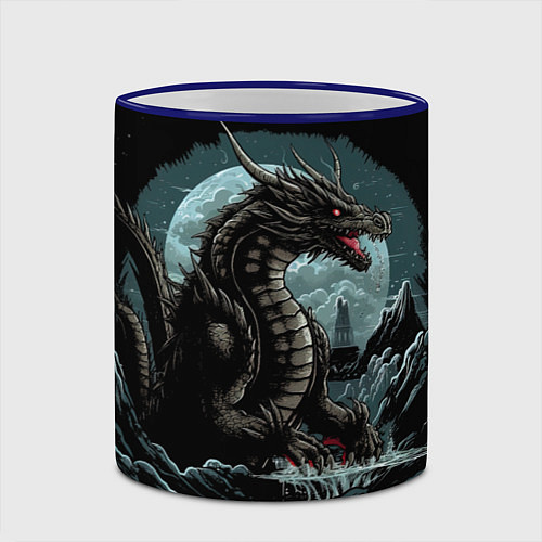 Кружка цветная Дракон зимних ночей / 3D-Синий кант – фото 2