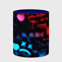 Кружка 3D Lil peep neon rap music, цвет: 3D-белый + синий — фото 2