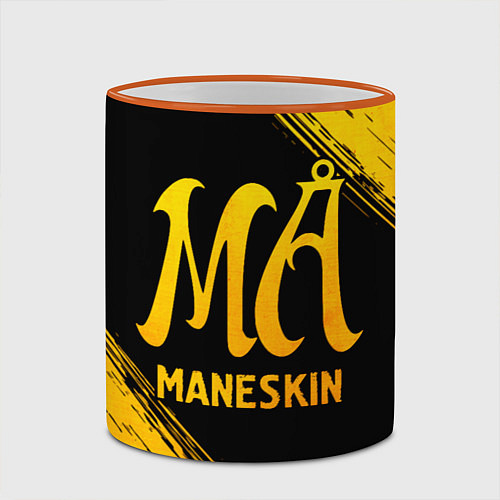 Кружка цветная Maneskin - gold gradient / 3D-Оранжевый кант – фото 2