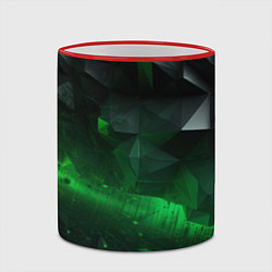 Кружка 3D Асимметрия зеленого узора, цвет: 3D-красный кант — фото 2
