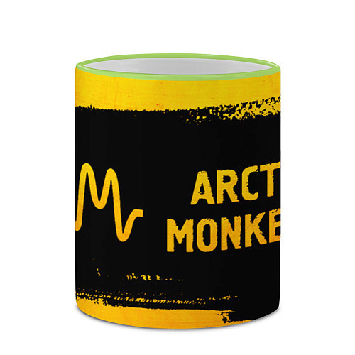 Кружка цветная Arctic Monkeys - gold gradient по-горизонтали / 3D-Светло-зеленый кант – фото 2