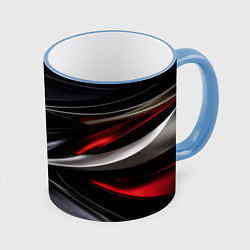 Кружка 3D Black red abstract, цвет: 3D-небесно-голубой кант