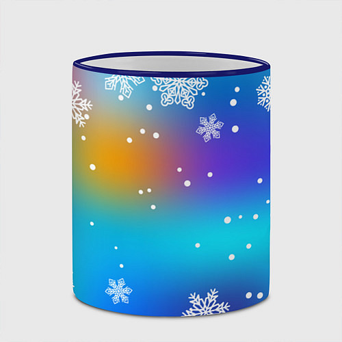 Кружка цветная Снегопад на Новый год / 3D-Синий кант – фото 2