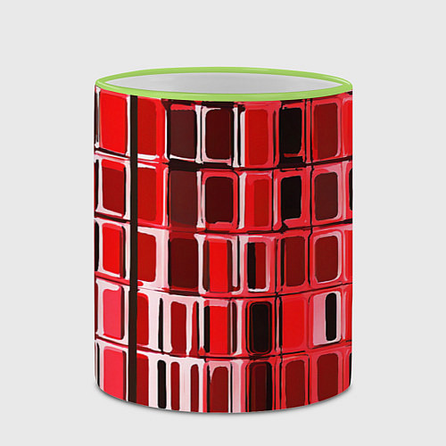 Кружка цветная Красные прямоугольники / 3D-Светло-зеленый кант – фото 2