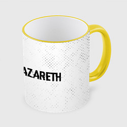 Кружка 3D Nazareth glitch на светлом фоне по-горизонтали, цвет: 3D-желтый кант