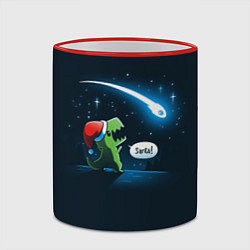 Кружка 3D Новогодний ти рекс, цвет: 3D-красный кант — фото 2