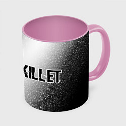 Кружка 3D Skillet glitch на светлом фоне по-горизонтали, цвет: 3D-белый + розовый
