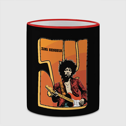 Кружка цветная Джими Хендрикс темный / 3D-Красный кант – фото 2