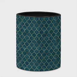 Кружка 3D Золотой узор на бирюзовом фоне, цвет: 3D-белый + черный — фото 2