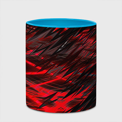 Кружка цветная Черно красные текстуры / 3D-Белый + небесно-голубой – фото 2