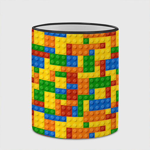 Кружка цветная Лего - разноцветная стена / 3D-Черный кант – фото 2