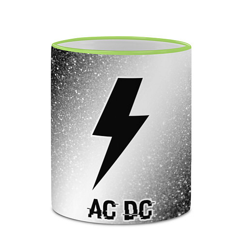 Кружка цветная AC DC glitch на светлом фоне / 3D-Светло-зеленый кант – фото 2