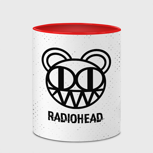 Кружка цветная Radiohead glitch на светлом фоне / 3D-Белый + красный – фото 2