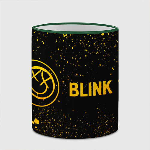 Кружка цветная Blink 182 - gold gradient по-горизонтали / 3D-Зеленый кант – фото 2