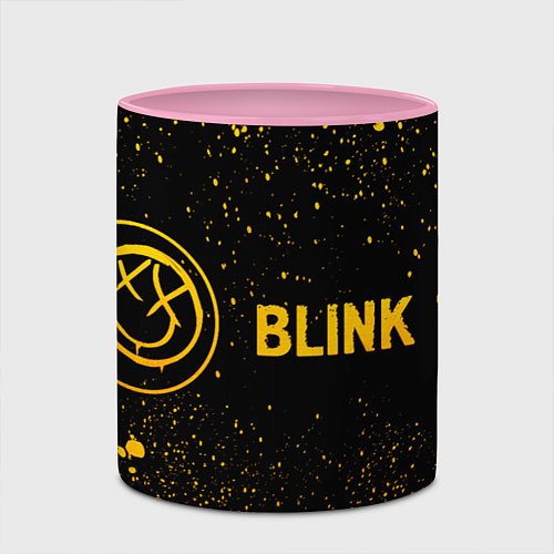 Кружка цветная Blink 182 - gold gradient по-горизонтали / 3D-Белый + розовый – фото 2