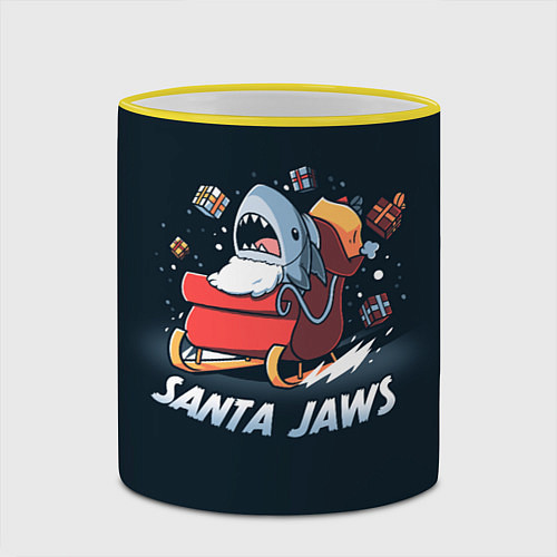 Кружка цветная Santa Jaws / 3D-Желтый кант – фото 2