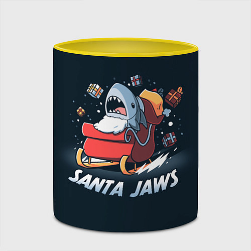 Кружка цветная Santa Jaws / 3D-Белый + желтый – фото 2