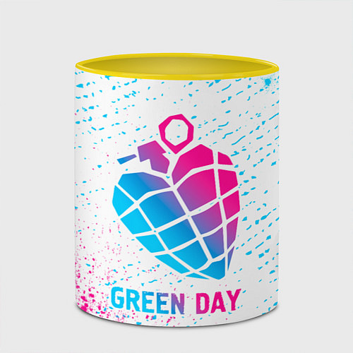 Кружка цветная Green Day neon gradient style / 3D-Белый + желтый – фото 2