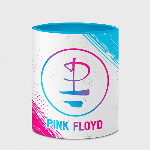 Кружка цветная Pink Floyd neon gradient style / 3D-Белый + небесно-голубой – фото 2