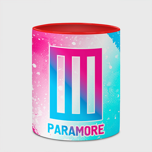 Кружка цветная Paramore neon gradient style / 3D-Белый + красный – фото 2