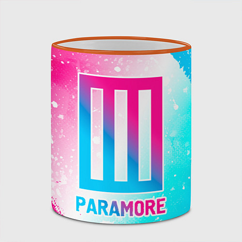 Кружка цветная Paramore neon gradient style / 3D-Оранжевый кант – фото 2