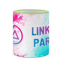 Кружка 3D Linkin Park neon gradient style по-горизонтали, цвет: 3D-светло-зеленый кант — фото 2