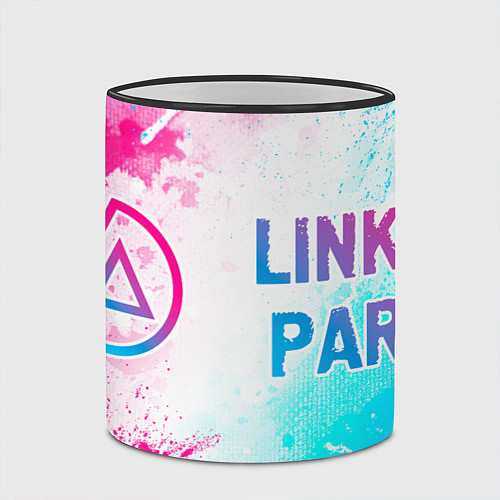 Кружка цветная Linkin Park neon gradient style по-горизонтали / 3D-Черный кант – фото 2