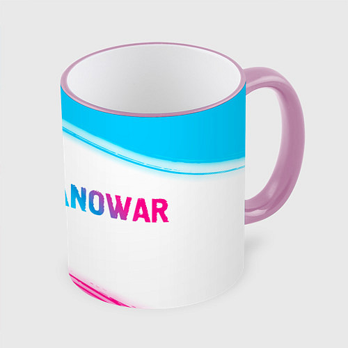 Кружка цветная Manowar neon gradient style по-горизонтали / 3D-Розовый кант – фото 1