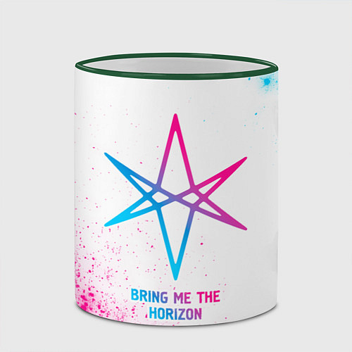 Кружка цветная Bring Me the Horizon neon gradient style / 3D-Зеленый кант – фото 2