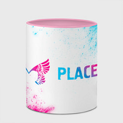 Кружка 3D Placebo neon gradient style по-горизонтали, цвет: 3D-белый + розовый — фото 2