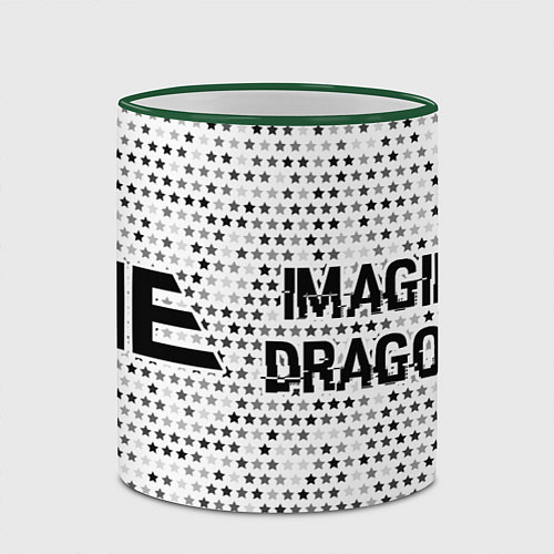 Кружка цветная Imagine Dragons glitch на светлом фоне по-горизонт / 3D-Зеленый кант – фото 2