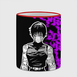 Кружка 3D Маки Зенин и фиолетовый огонь - Магическая битва, цвет: 3D-красный кант — фото 2