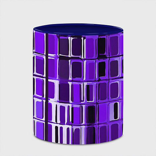 Кружка цветная Фиолетовые прямоугольники / 3D-Белый + синий – фото 2