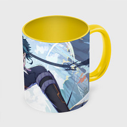 Кружка 3D Genshin Impact Сяо Xiao Mask, цвет: 3D-белый + желтый