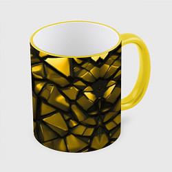 Кружка 3D Золотые хромированные осколки, цвет: 3D-желтый кант