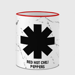 Кружка 3D Red Hot Chili Peppers glitch на светлом фоне, цвет: 3D-красный кант — фото 2