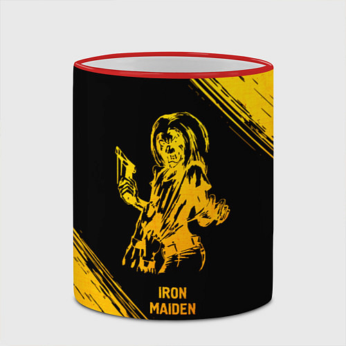 Кружка цветная Iron Maiden - gold gradient / 3D-Красный кант – фото 2