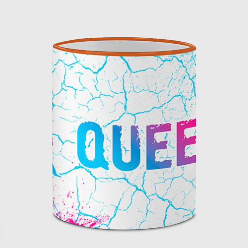 Кружка цветная Queen neon gradient style по-горизонтали / 3D-Оранжевый кант – фото 2